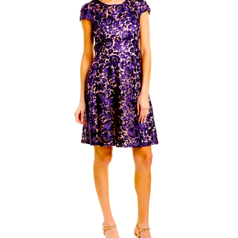 Purple A-line Special Occasion Lace Cocktail Dress ~ excellent quality